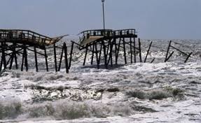 Hurricane winds rip pier in half