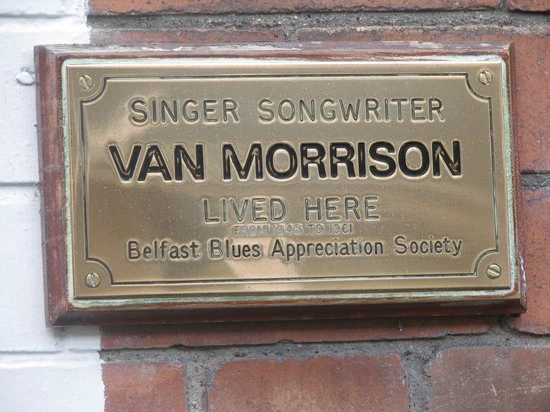 Plaque acknowledging Van Morrison lived in Dublin Ireland.