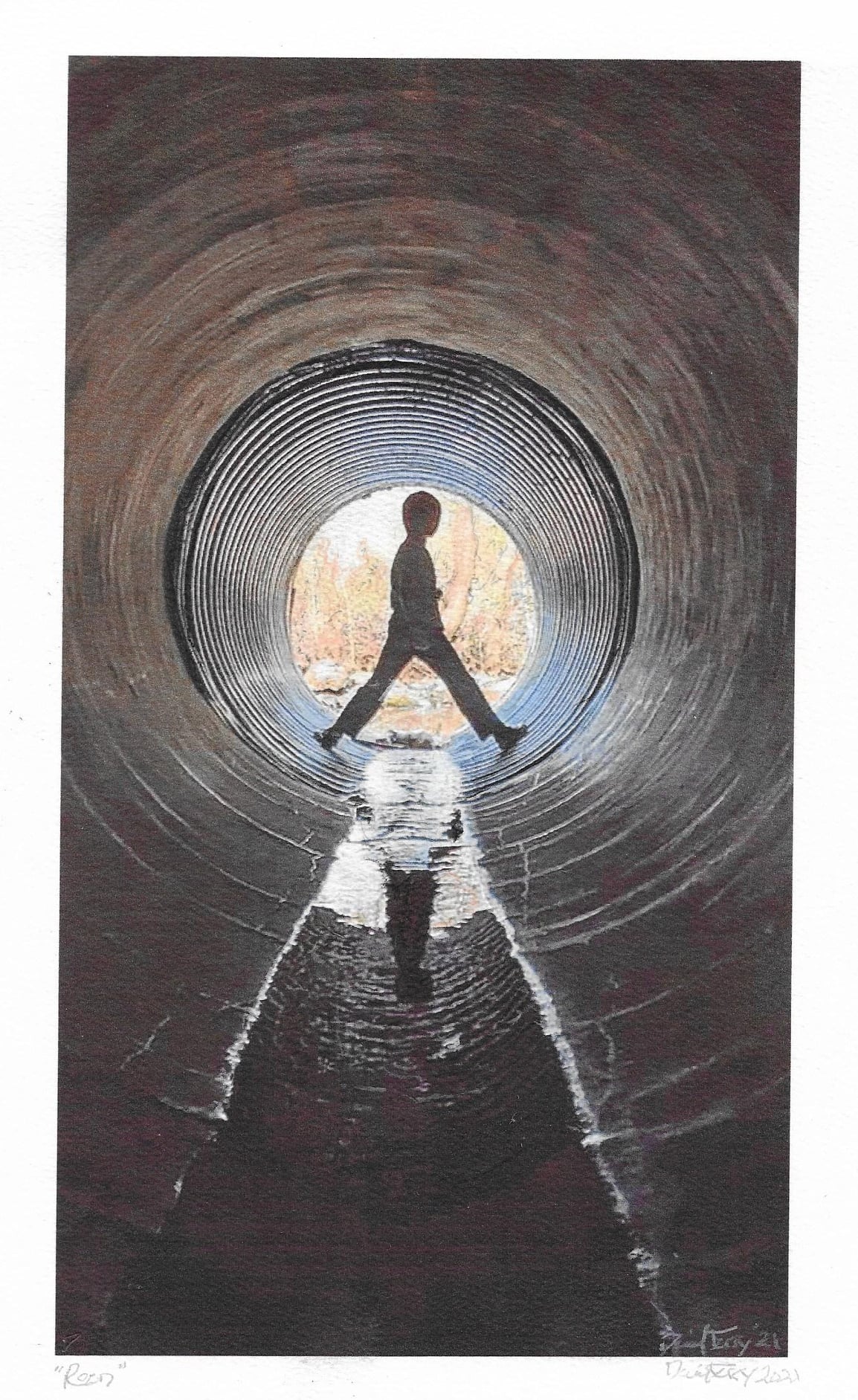 young man in tunnel