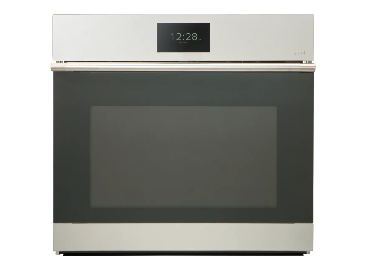 Café - Modern Glass 30" Built-In Single Electric Convection Wall Oven - Platinum glass