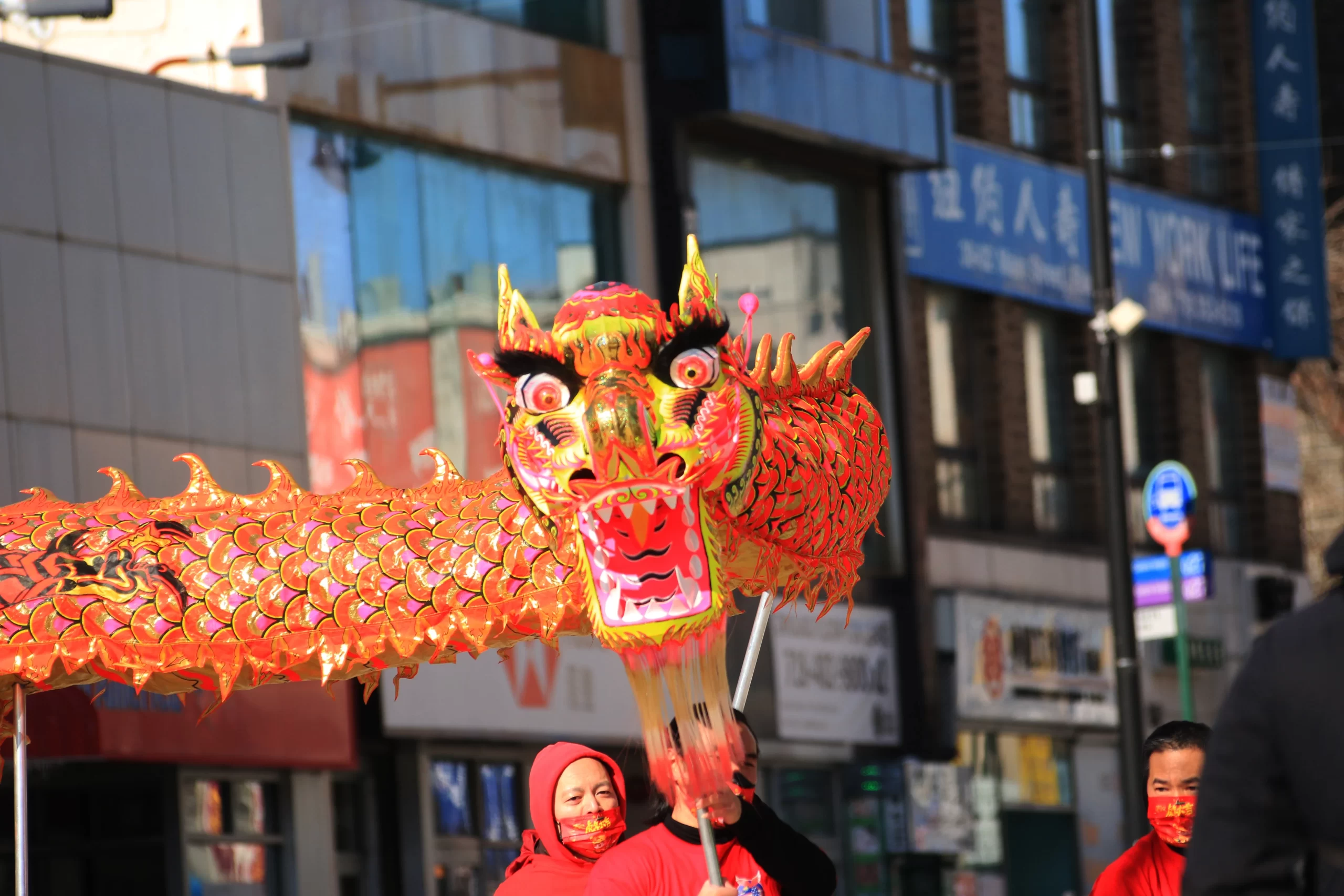Flushing, Queens, NY, USA Published on February 5, 2022 Free to use under the Unsplash License Residents in Flushing, Queens NY celebrating Lunar New Year in a parade down on the Main Street on February 5, 2022. As Omicron variant surge fades, the community wishes for a better new year.