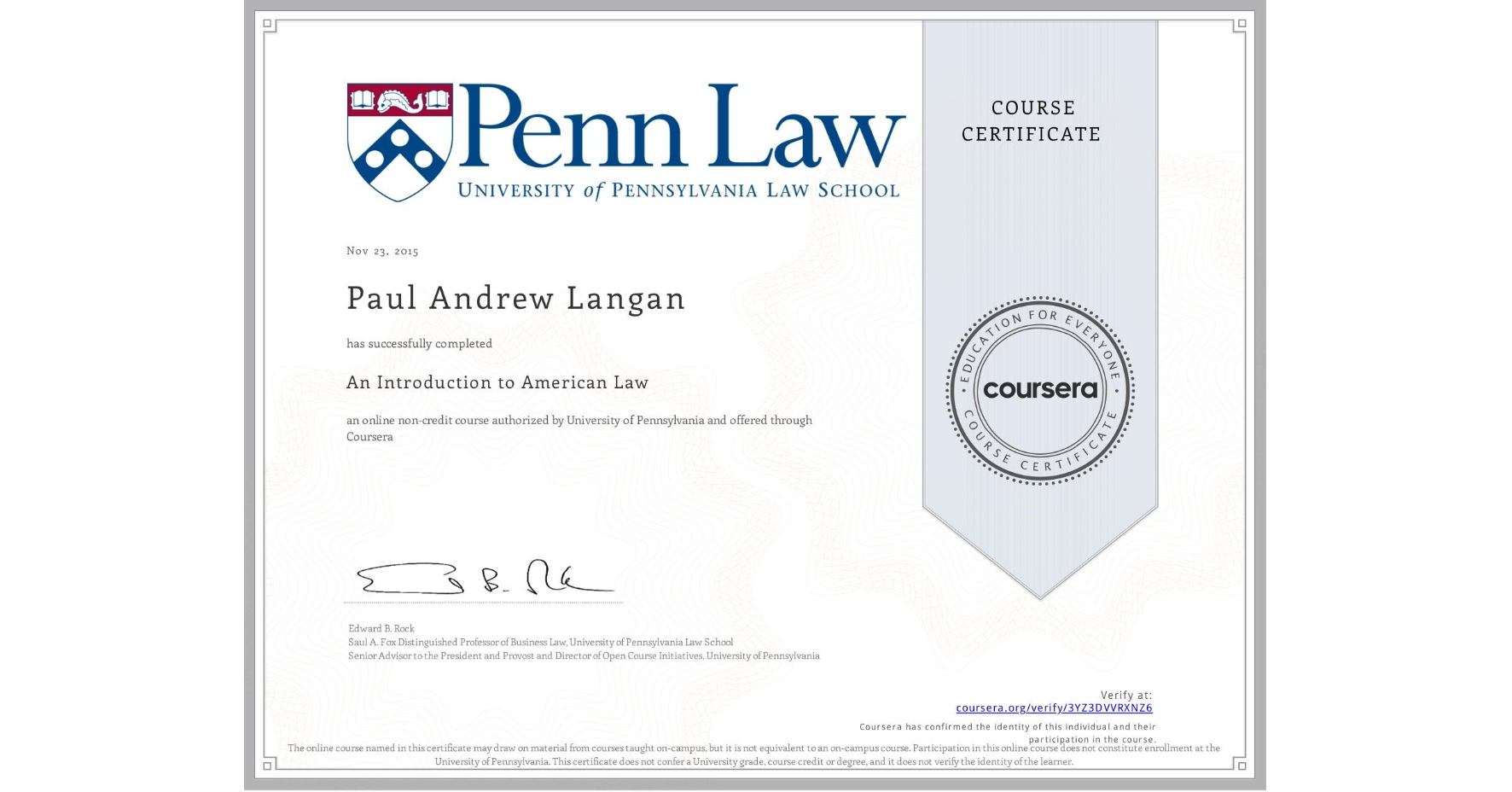 CERTIFICATE_LANDING_PAGE_3YZ3DVVRXNZ6 Penn Law cert of Completion 