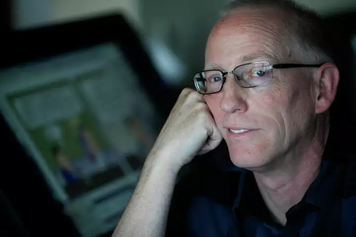 Scott Adams, cartoonist and author and creator of "Dilbert", poses for a portrait in his home office on Monday, January 6, 2014 in Pleasanton, Calif. (Photo By Lea Suzuki/The San Francisco Chronicle via Getty Images)</p>
<p>San Francisco Chronicle/Hearst N/San Francisco Chronicle via Gett